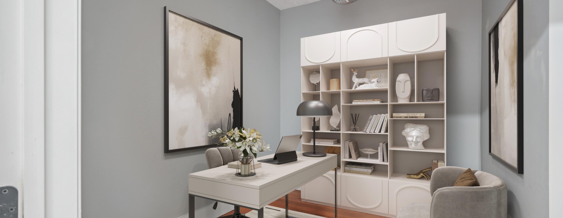 a furnished office space